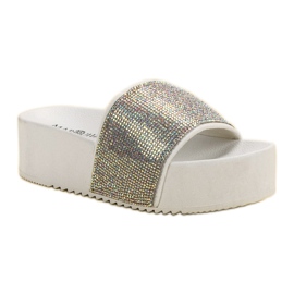 Marquiz Pantoufles À La Mode Sur La Plateforme blanche multicolore 3