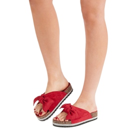 Anesia Paris Pantoufles En Daim Avec Cristaux rouge 2