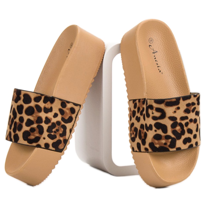 Anesia Paris Pantoufles En Daim Sur La Plateforme brun 1