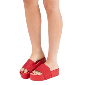 Anesia Paris Pantoufles En Daim Sur La Plateforme rouge 1
