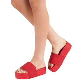 Anesia Paris Pantoufles En Daim Sur La Plateforme rouge 2