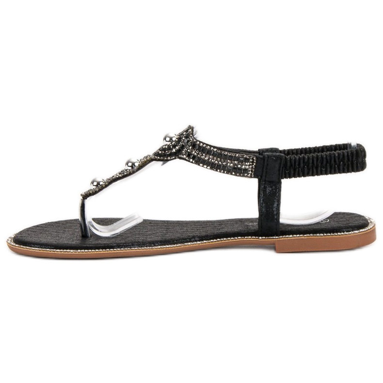 SHELOVET Sandales noires avec ornements 1
