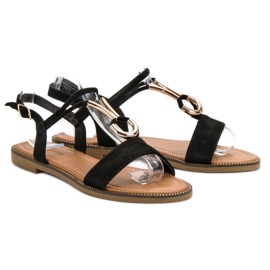 Laura Mode Sandales en daim le noir 7