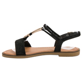 Laura Mode Sandales en daim le noir 5