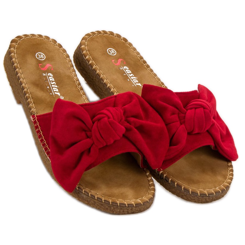 Seastar Chaussons Rouges Avec Un Noeud 1