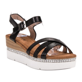 Seastar Sandales à la mode avec zircone cubique le noir 5