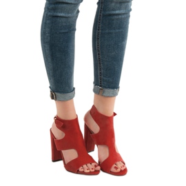 Ideal Shoes Sandales sexy à talons hauts rouge 1 Ideal Shoes Sandales sexy à talons hauts rouge 1