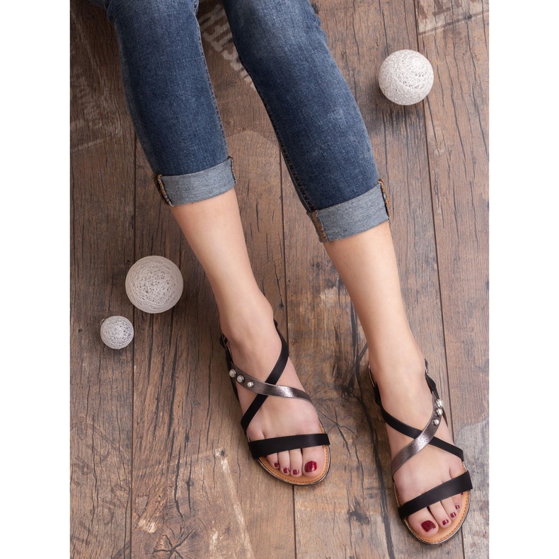 Small Swan Sandales Avec Perles le noir 2