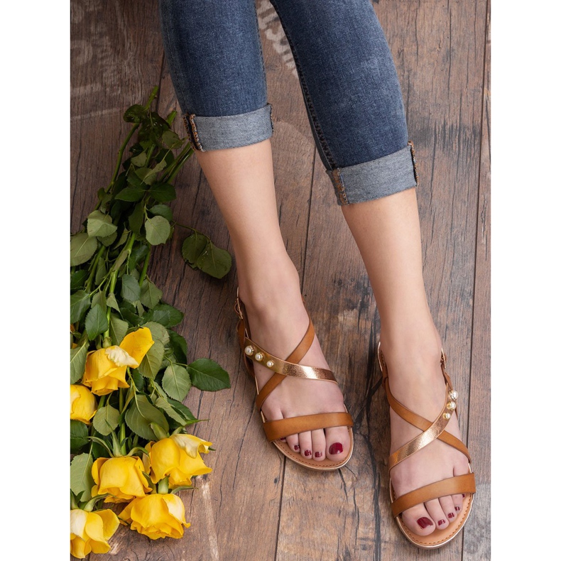 Small Swan Sandales Avec Perles brun 2