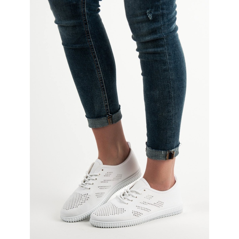 SHELOVET Chaussures à lacets textiles blanc 1