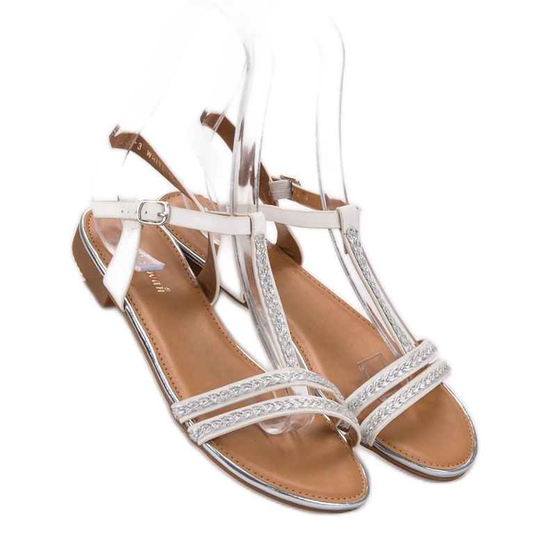 Small Swan Sandales plates blanche 1