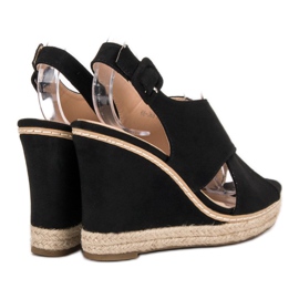 Anesia Paris Sandales compensées en daim le noir 1