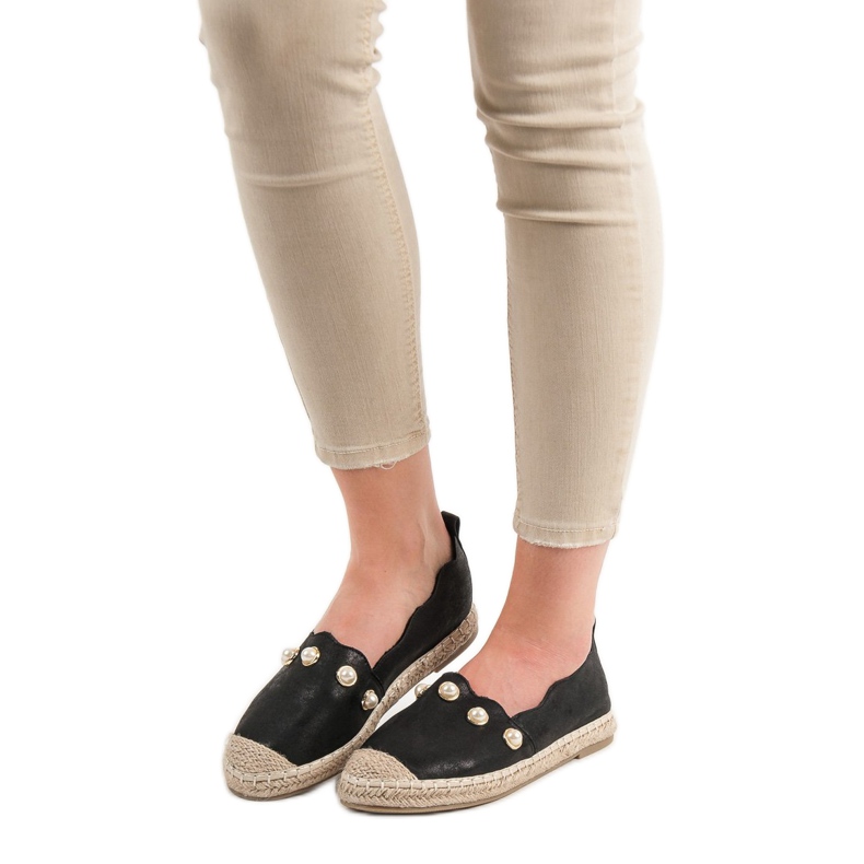 SHELOVET Espadrilles Avec Perles le noir 2