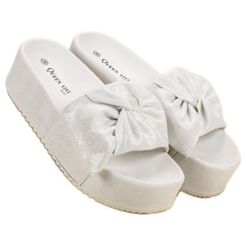 Queen Vivi Pantoufles En Daim Sur La Plateforme blanche 1