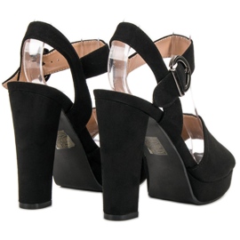 SHELOVET Sandales noires sur la plate-forme 2