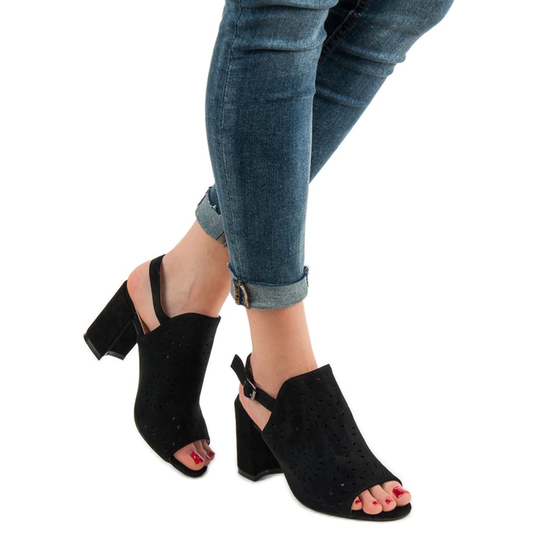 SHELOVET Sandales fermées en daim le noir 1