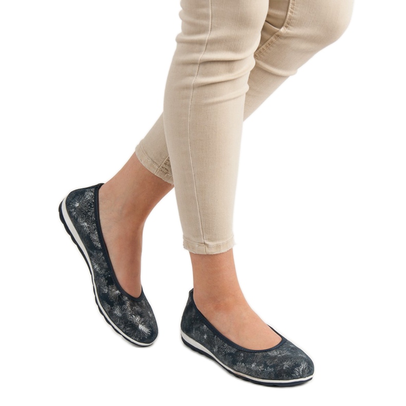 Filippo Ballerines en cuir bleu 1