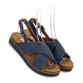 Goodin Sandales en daim bleu 4