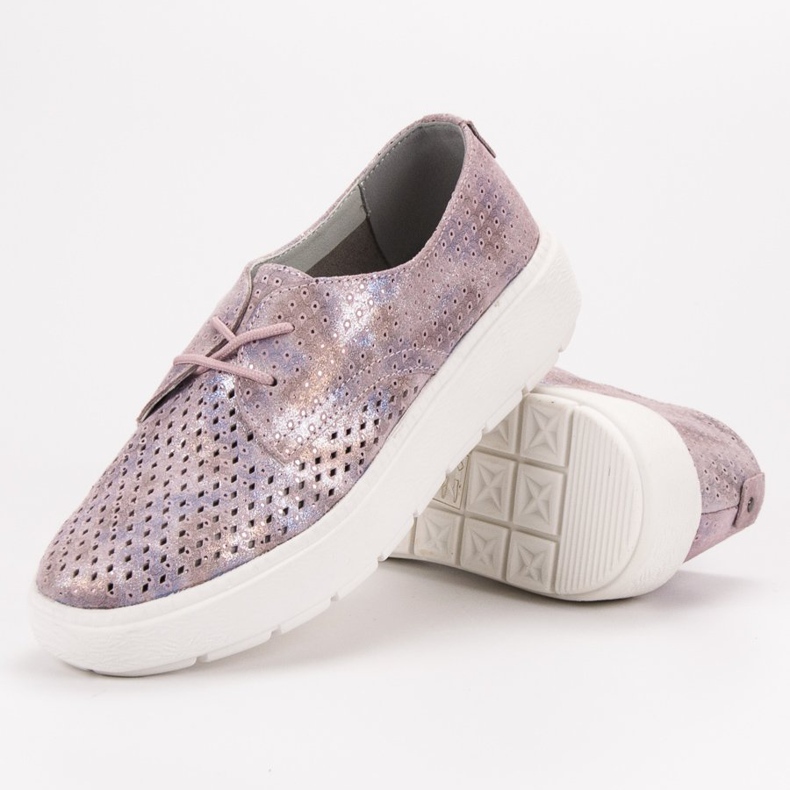 Goodin Chaussures en cuir léger rose multicolore 2