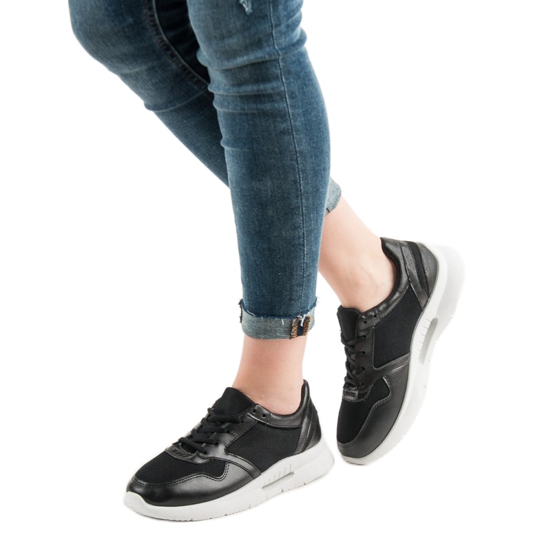 SHELOVET Chaussures de sport à lacets noir 2