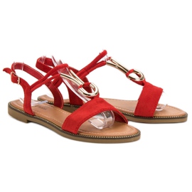 Laura Mode Sandales en daim rouge 7