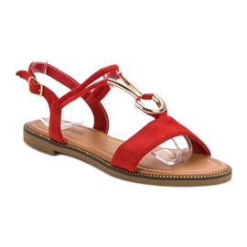 Laura Mode Sandales en daim rouge 4