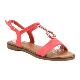 Laura Mode Sandales en daim rouge 3