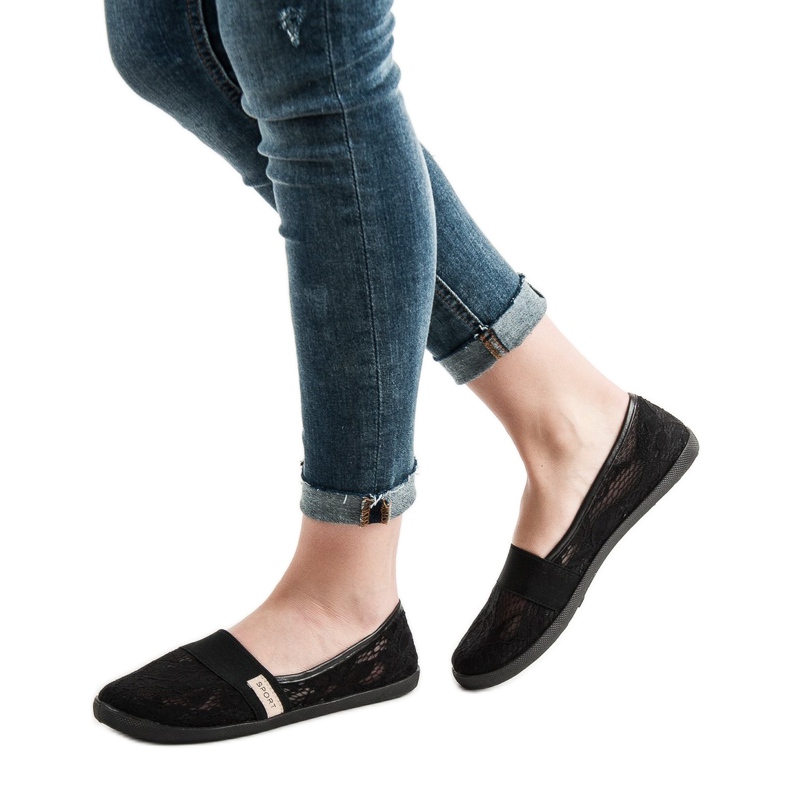 SHELOVET Ballerines en dentelle noir 1