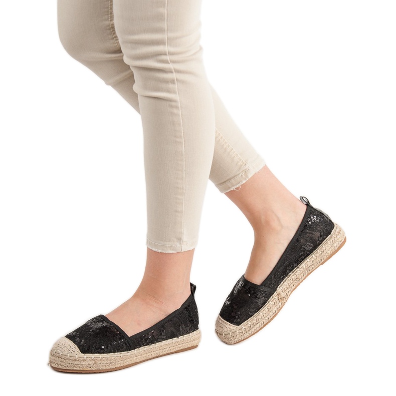 SHELOVET Espadrilles en dentelle le noir 2 SHELOVET Espadrilles en dentelle le noir 2