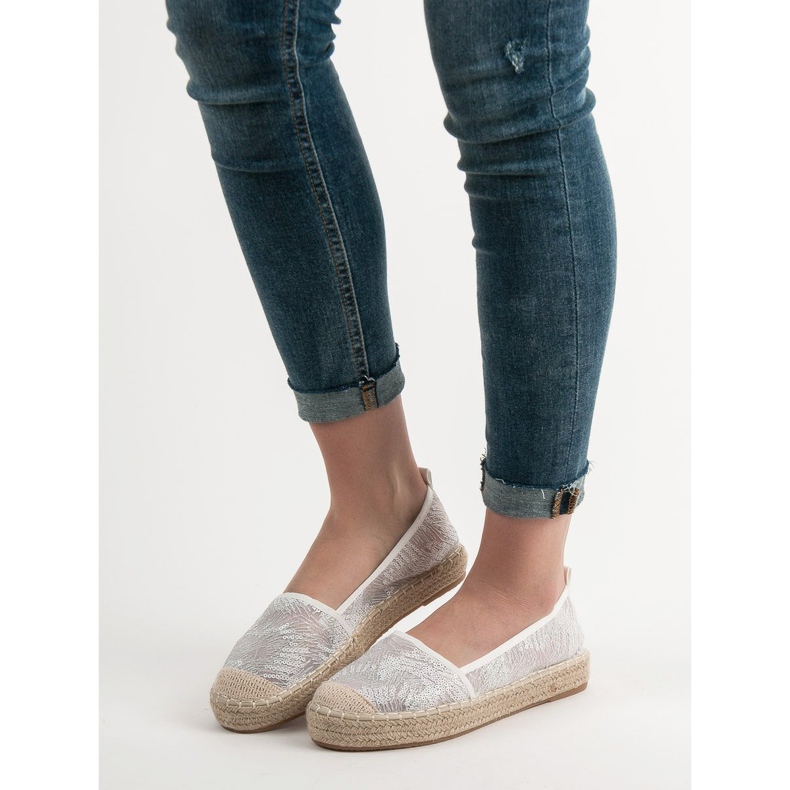 SHELOVET Espadrilles en dentelle blanc 2