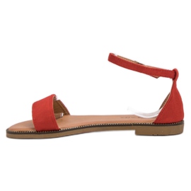 Laura Mode Sandales plates classiques rouge 1