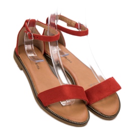 Laura Mode Sandales plates classiques rouge 4