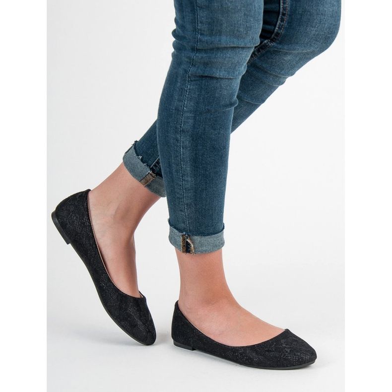 SHELOVET Ballerines En Dentelle À Paillettes le noir 2