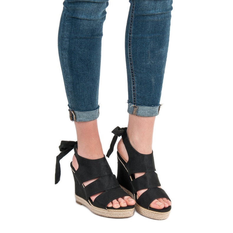 Anesia Paris Sandales compensées le noir 2