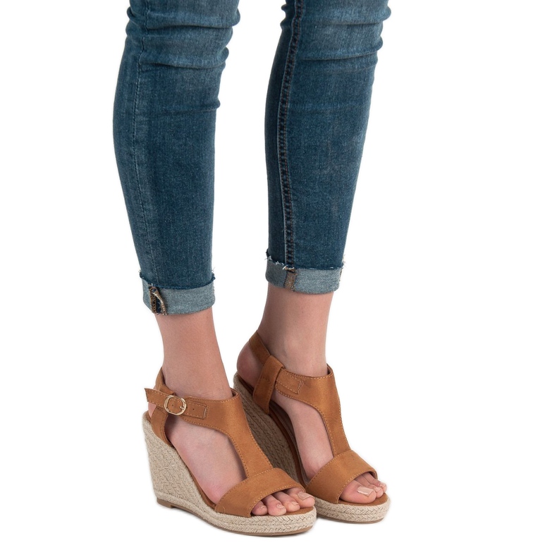 Anesia Paris Sandales compensées à la mode brun 1