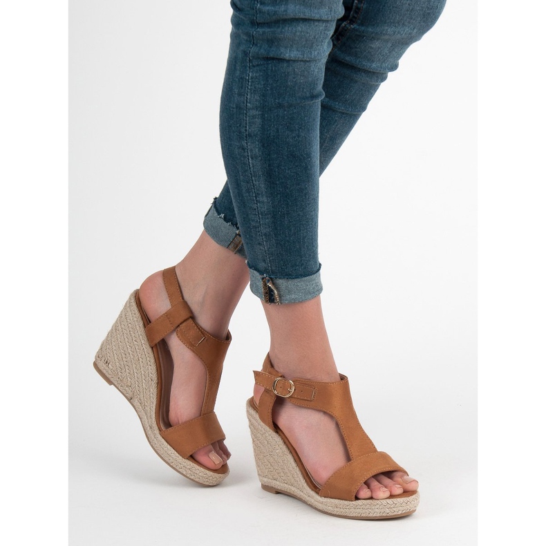 Anesia Paris Sandales compensées à la mode brun 2