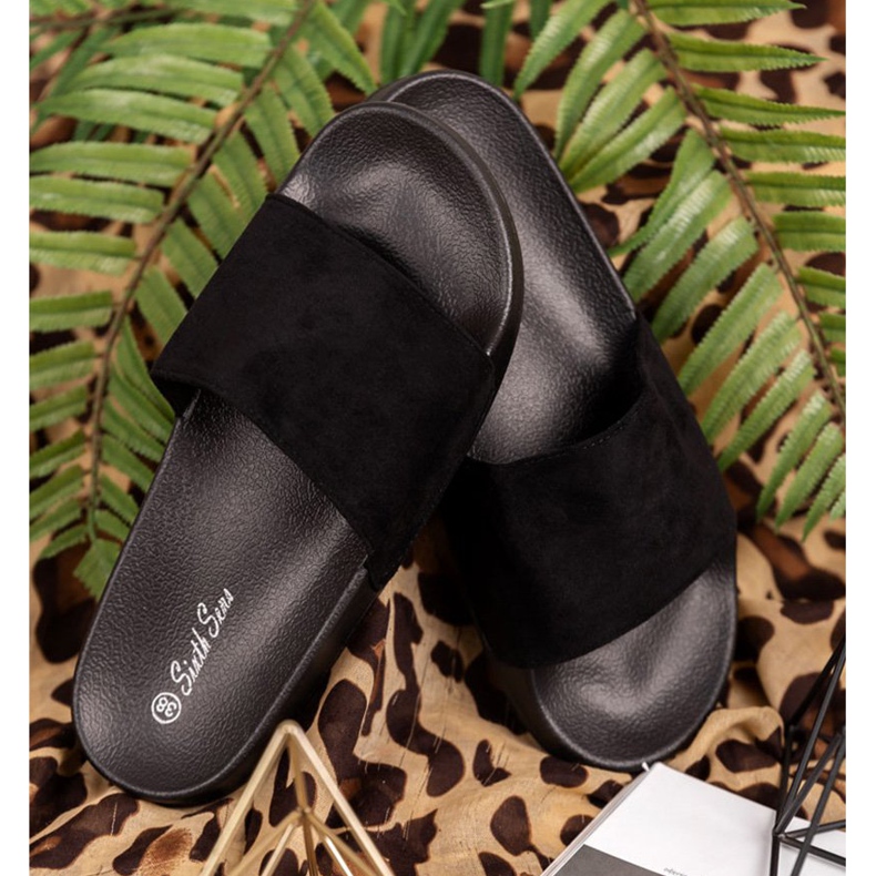 SHELOVET Pantoufles de sport en daim noir 1