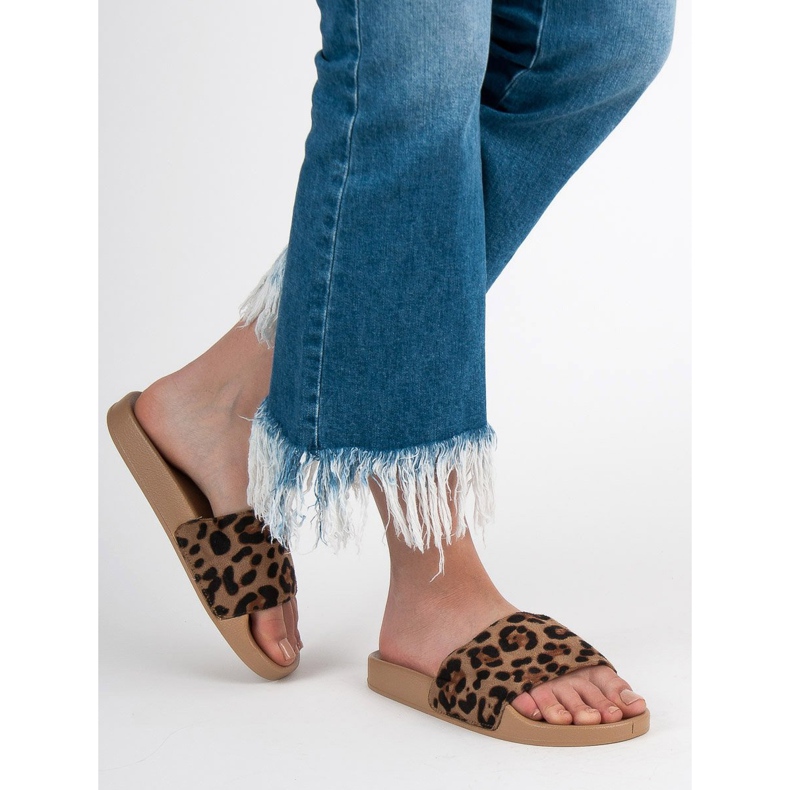 SHELOVET Pantoufles de sport en daim brun 1