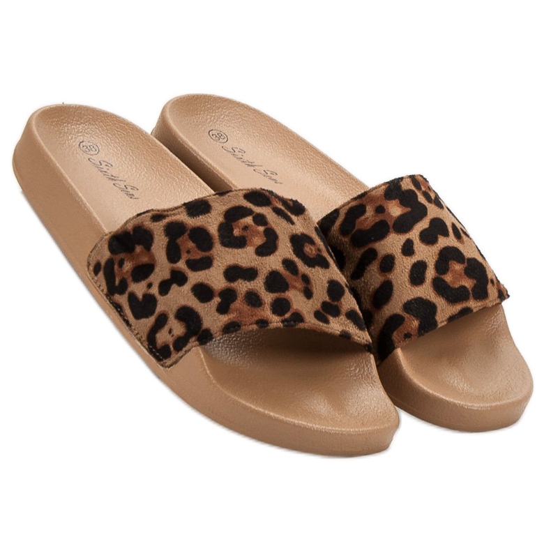 SHELOVET Pantoufles de sport en daim brun 2