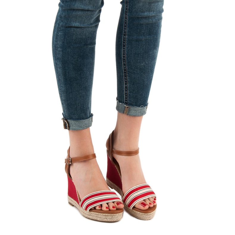 Primavera Sandales compensées décontractées rouge 2
