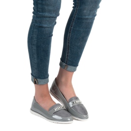 SHELOVET Mocassins laqués gris 1
