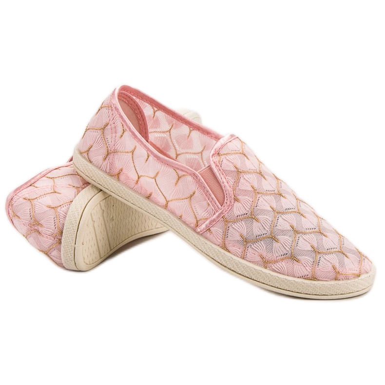 Slipons VICES en dentelle rose 2