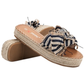 Seastar Pantoufles Rayées brun bleu 3