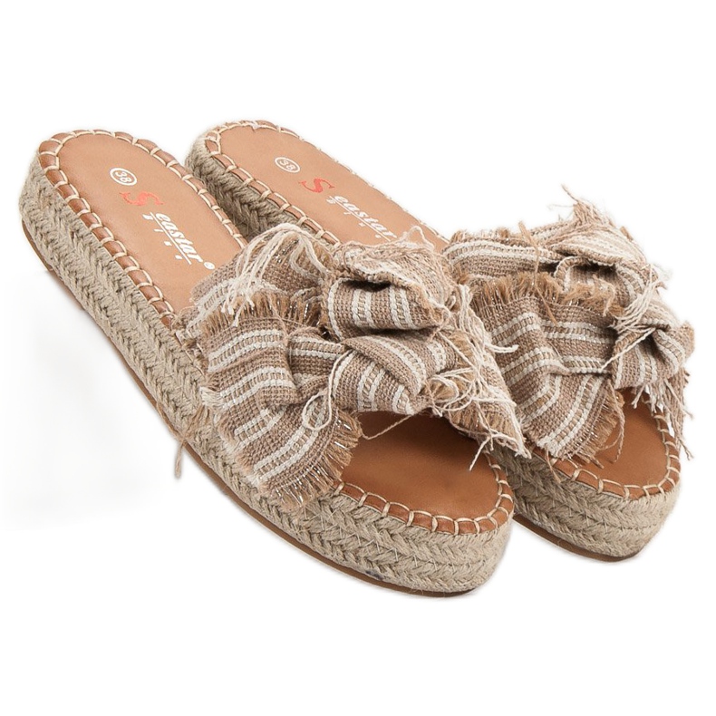 Seastar Pantoufles Rayées brun 1