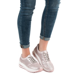 Filippo Chaussures de brocart en cuir rose 2