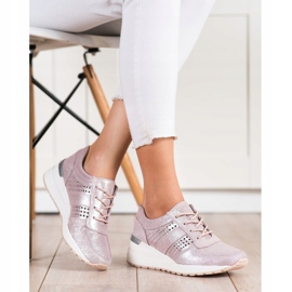 Filippo Baskets compensées en cuir rose 1