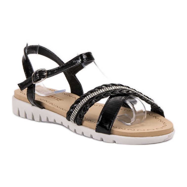 Groto Gogo Sandales à cristaux noir 1