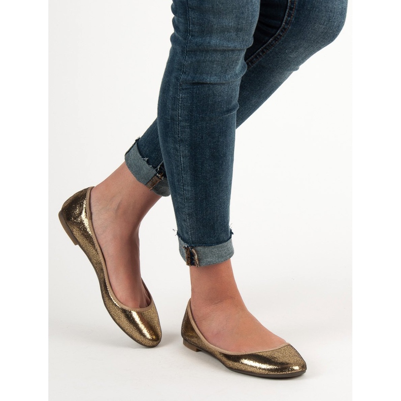 SHELOVET Ballerine dorée d'or 2