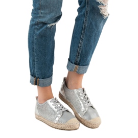SHELOVET Espadrilles Lacées Ajourées gris 1
