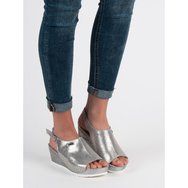 Filippo Sandales en cuir gris 1